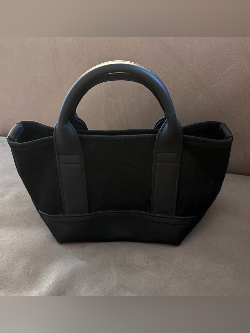 Ralph Lauren Mini Black Canvas Tote Bag Pink Pony Logo - Picture 3 of 8